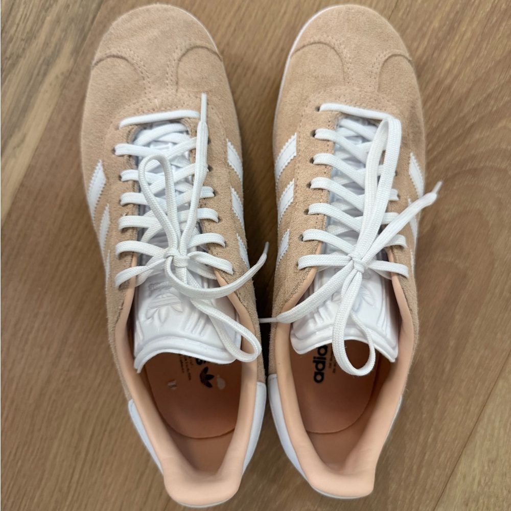 adidas Gazelle Suede Sneakers in Blush Tan & White - Picture 2 of 2